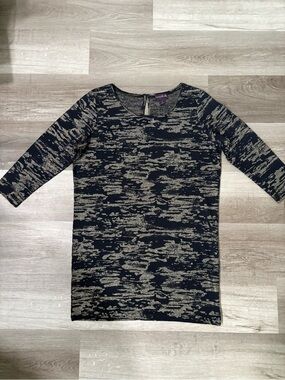 long tall sally Blue and Gold Metallic Knit Top